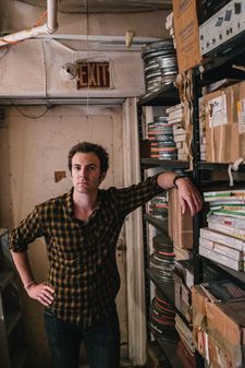Aaron Brookner in The Bunker with Howard Brookner's film archive: "Aaron was excited to find his Uncle’s film."